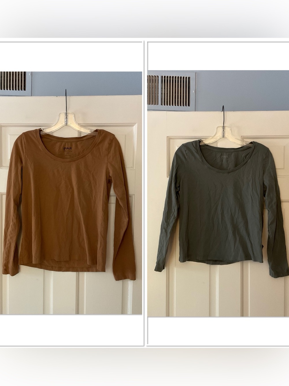 Pact Lot (2) Organic Cotton Tee T-shirt Long Sleeve Women’s XS Sustainable